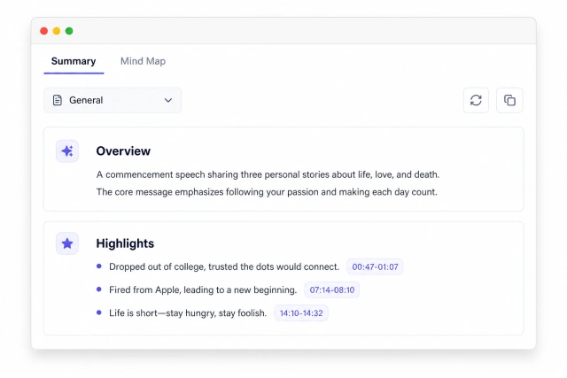Timestamped transcript workspace