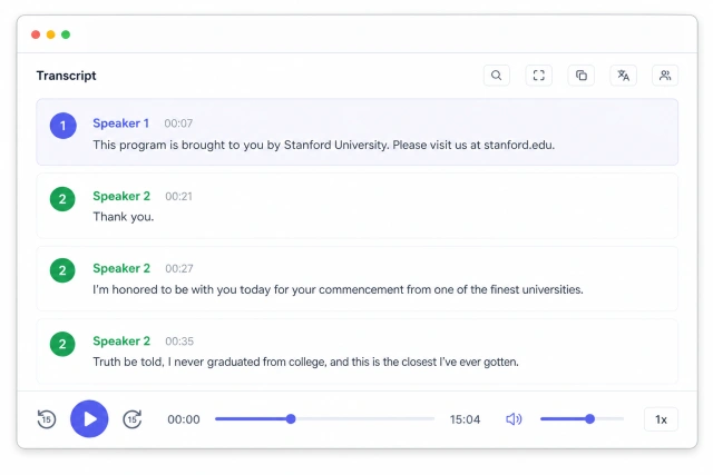 Audio and video transcription interface